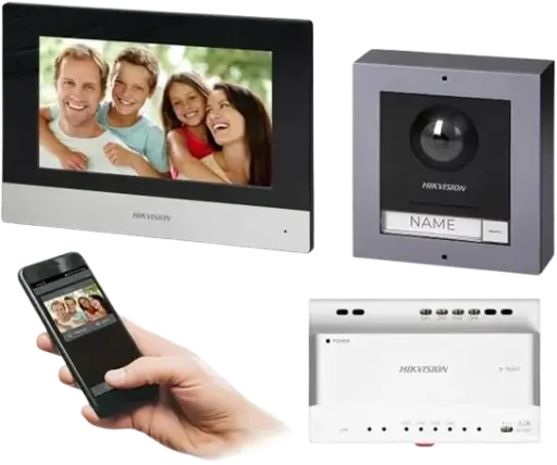 Kit interphone vidéo connecté couleur DS-KIS602 – Hikvision | Installation incluse  Prix sur devis |maroc